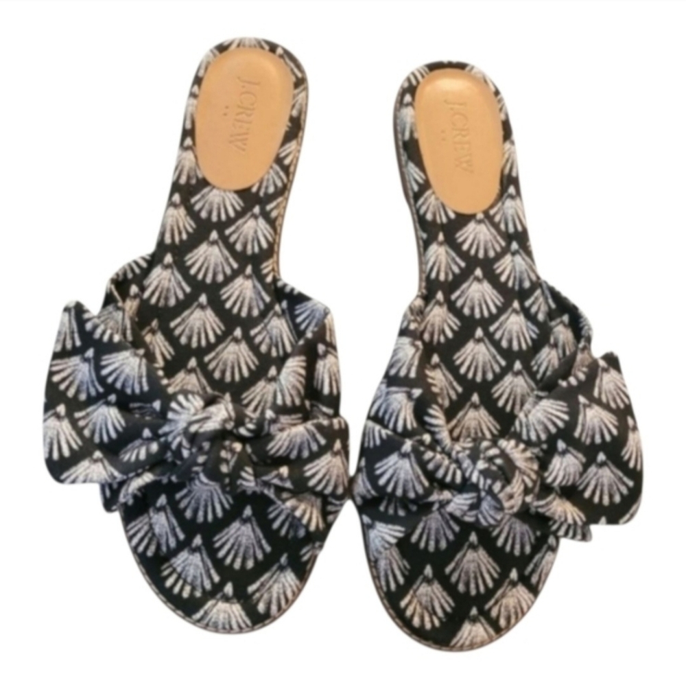 J. Crew Shell Print Slides Sandals 10 1/2 Beach Nautical